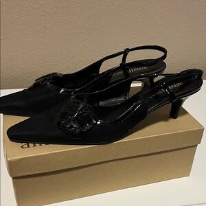 Amalfi Black Floral Slingback Heels